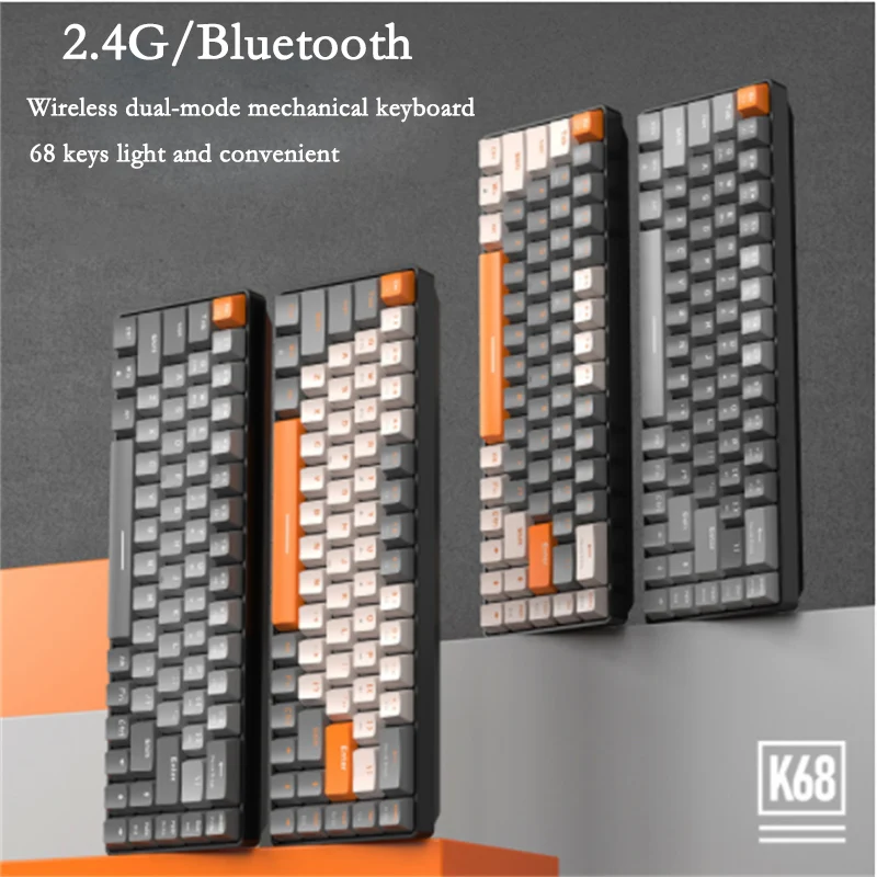 

K68 Keyboard Gaming Mechanical Keyboard 2.4G Wireless BT Bluetooth Wireless Gaming Computer Keyboards Gamer Keyboard Keycaps