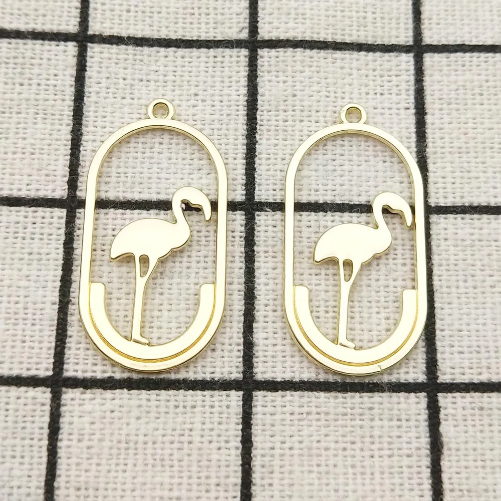 

10pcs flamingo charm jewelry accessories earring pendant bracelet necklace charms zinc alloy diy finding 15x30mm