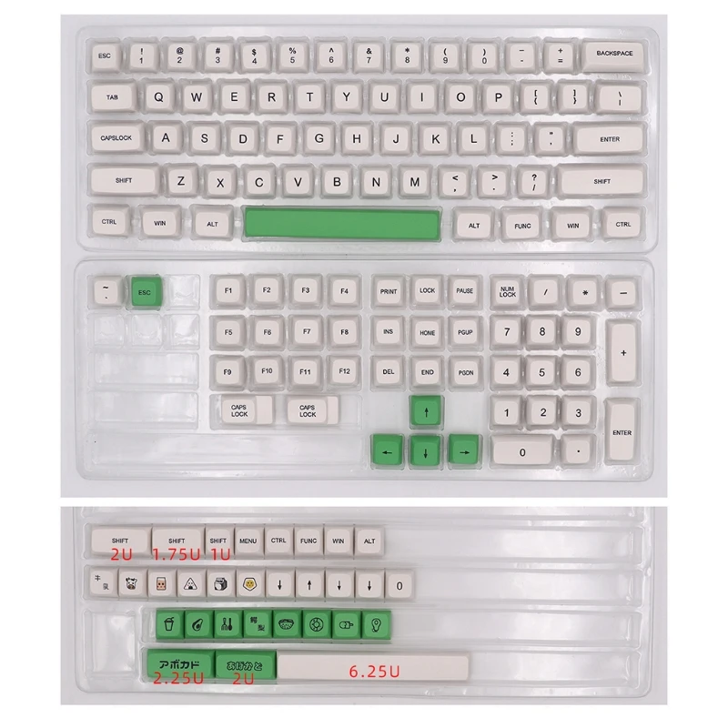 

Колпачки для клавиш авокадо 137 клавиш японская/английская механическая клавиатура PBT для клавиши XDA профиль молочный зеленый сублимационны...