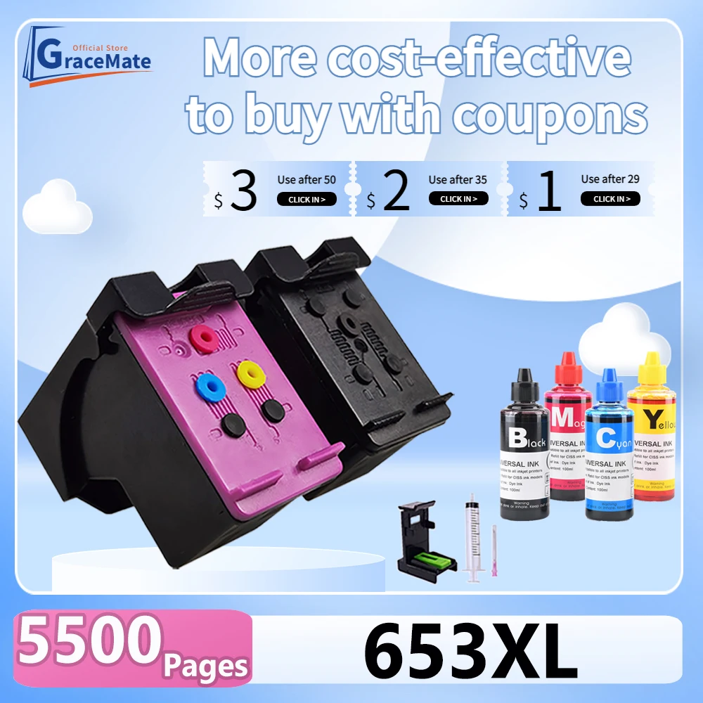 

Картридж для принтера HP 653 XL HP 653 hp 653XL Deskjet Ink Advantage 6075 6475