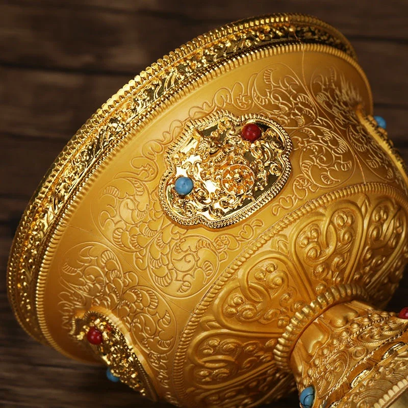 Золотая гравировка буддийская чаша из сплава тибетская тантричная чашка для
