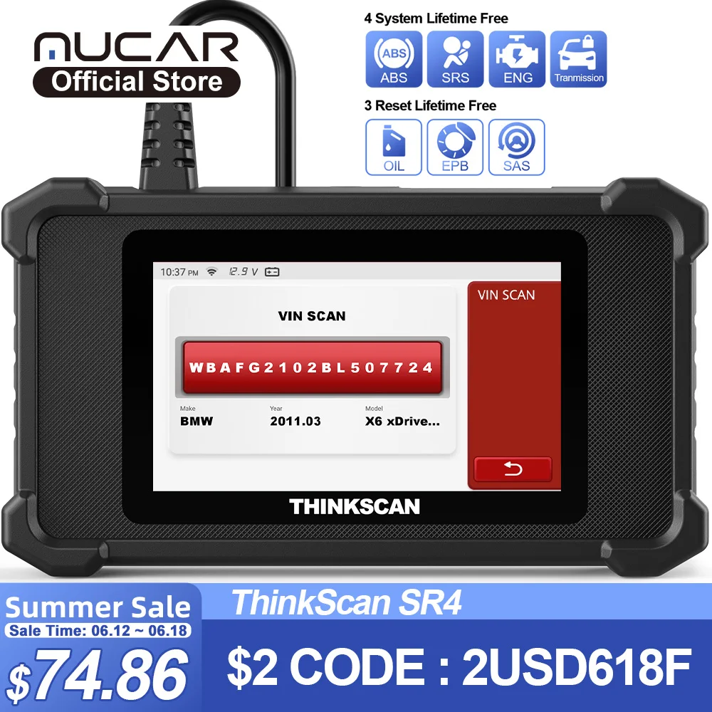 

Thinkcar Thinkscan SR4 OBD2 сканер для автомобильных сканирующих инструментов ABS/SRS/Engine/Диагностика коробки передач считыватель кодов автомобилей Авто...
