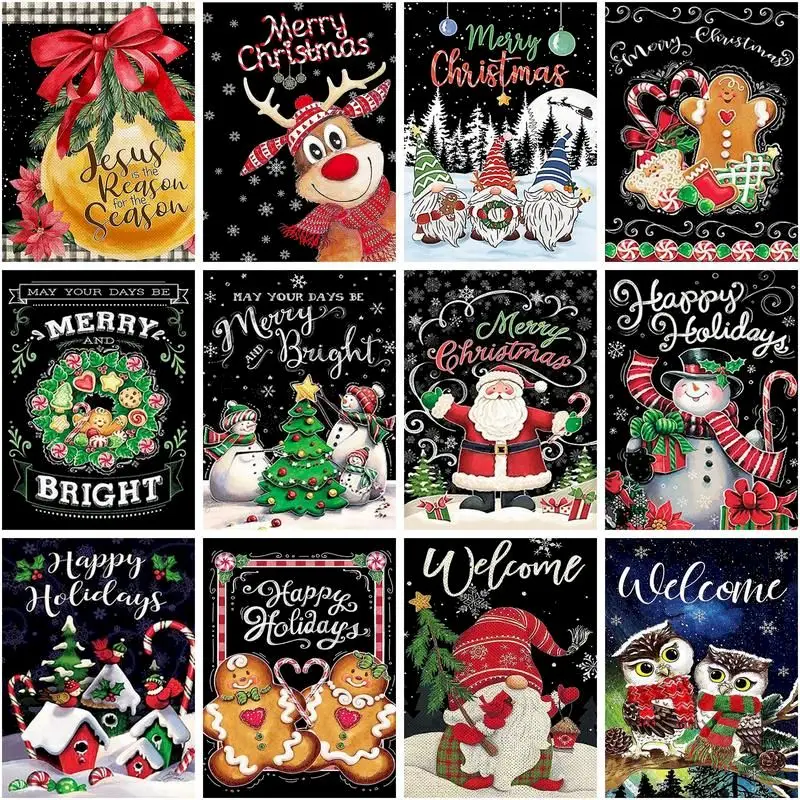 

GATYZTORY Paint By Number Christmas Poster Landscape Coloring By Numbers Drawing On Canvas Diy Home Decoration Gift