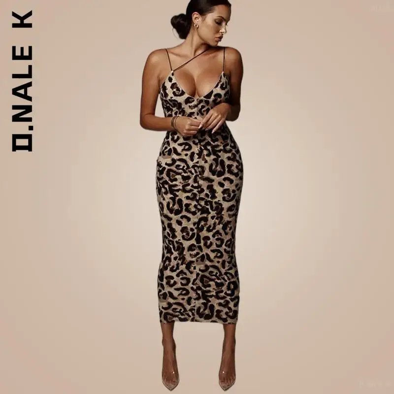 

D.Nale K Sexy Bodycon Occasion Dresses Women's Leopard Snake Print Dress Fashion Ladies Long Maxi Dress Party Evening Sundress