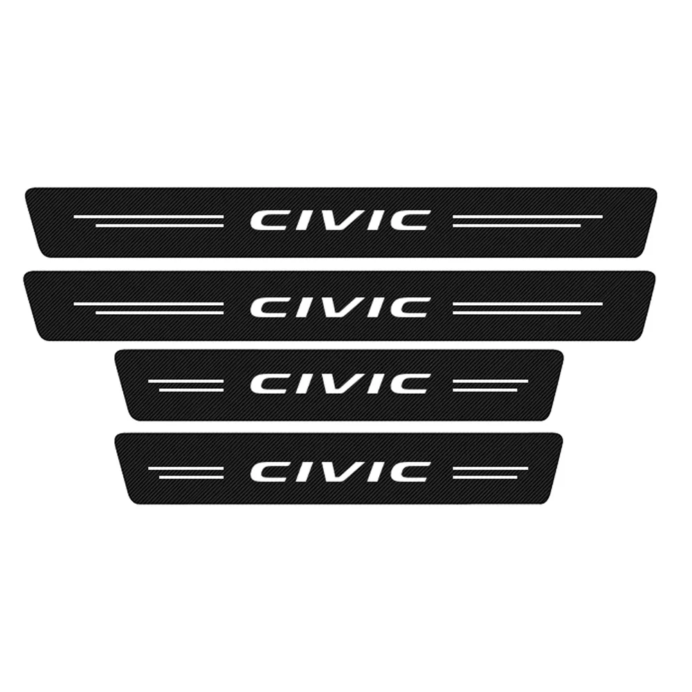 

4pcs For Honda Civic 10th 8th Car Door Sill Threshold Plate Sticker Protector Trunk Pedal Cover Trim Carbon Fiber Accessories