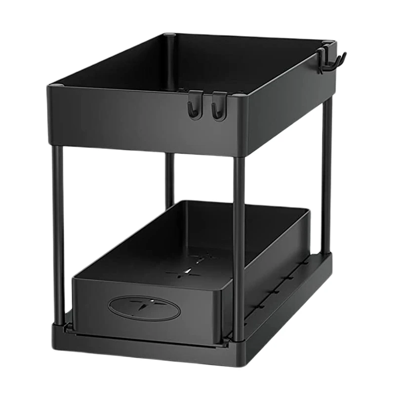

BEST2-Tier Sliding Cabinet Basket Organizer Drawer, Multi-Purpose Under Sink Organizers And Storage For Bathroom Kitchen