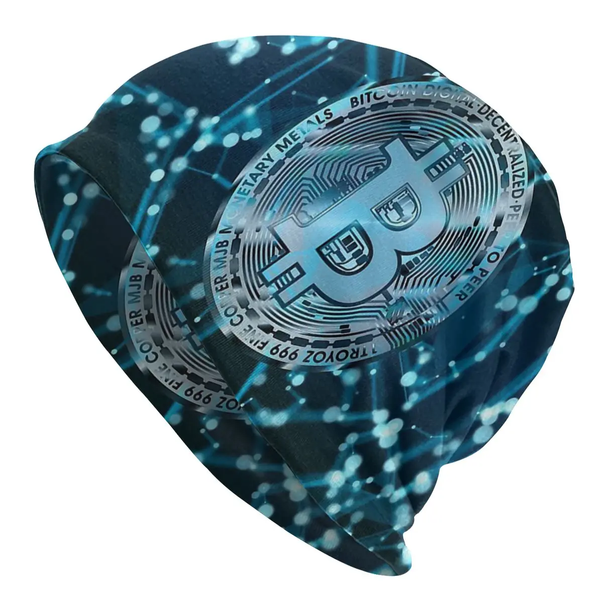 

Bitcoin Blue Unisex Bonnet Winter Running Double Layer Thin Hats For Men Women