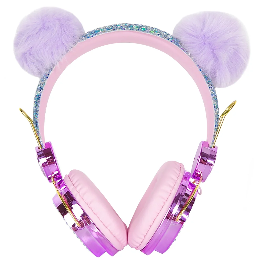 

1PC Children Headset Glitter Rhinestone Wired Children Headset Kids Headphones for Home School
