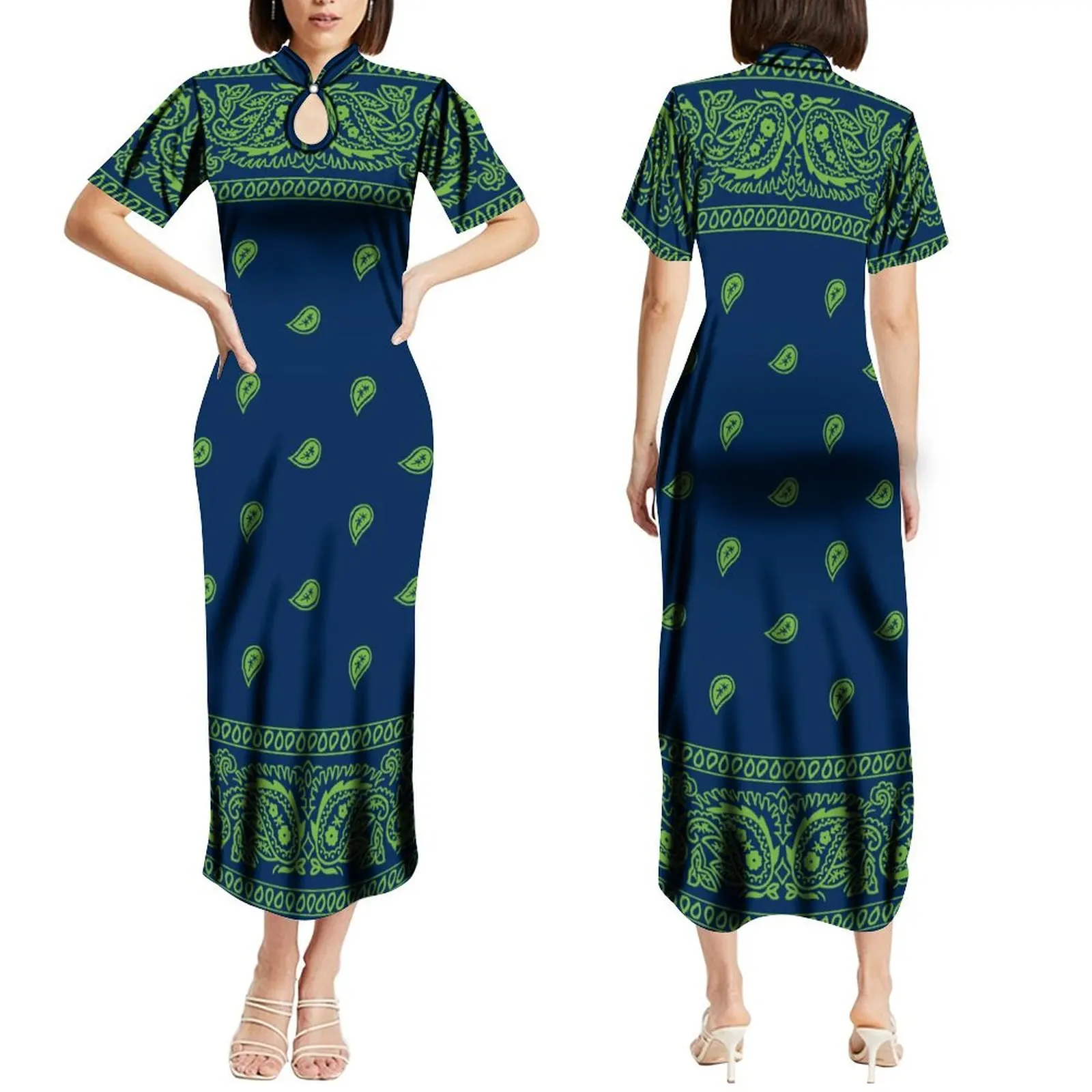 Женское облегающее платье с банданами и принтом женское национальное макси