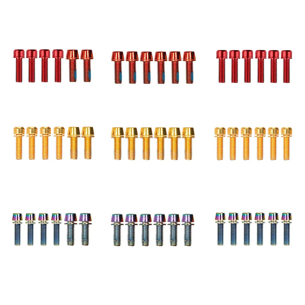 

Pack of 6 Bike Stem Screws MTB Stainless Steel Handlebar Riser Bolts with Washer Accessories Replacing Parts Colorful M5