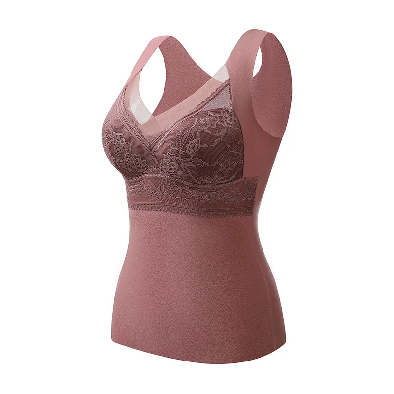

Warm Vest In Autumn and Winter Women with Breast Cushion Double Side Buffing Slim Fitting Heat Insulation Underwear Women