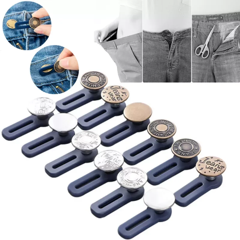

Free Button Adjustable Detachable Denim Buttons Metal Button Extender Suitable Pants Jeans Waist Extender