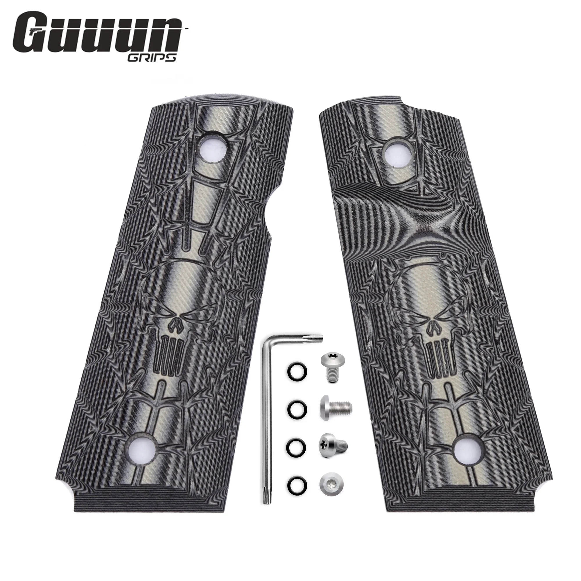 Ручки Guuun для компактного офицера 1911 текстура черепа скелета карателя