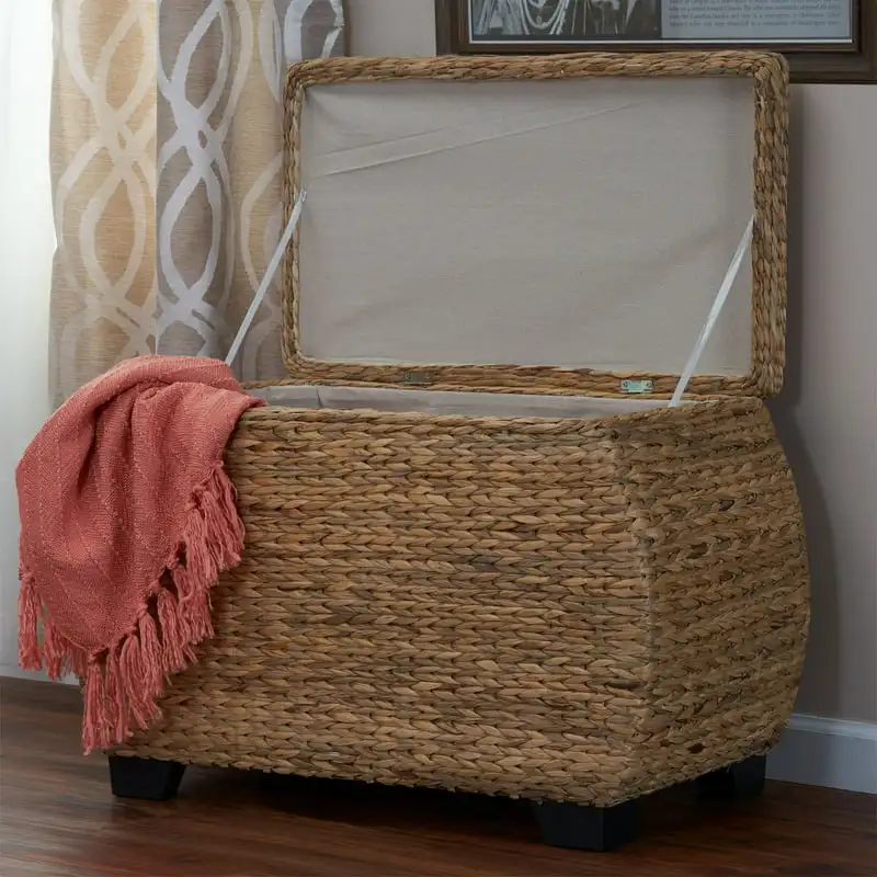 

Curved Wicker Storage Chest with Liner, Water Hyacinth