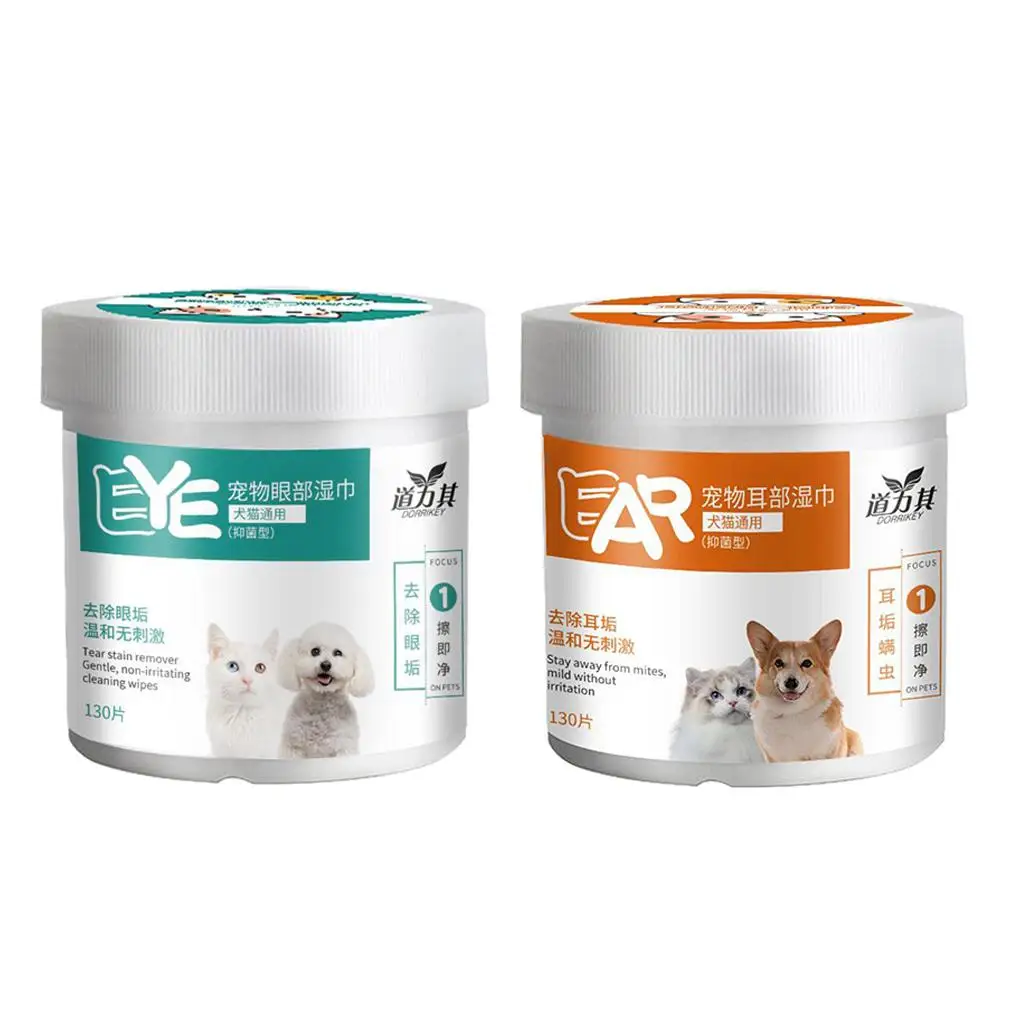 

130pcs Soft Dog Tear Stain Remover Pet Puppy Cat Eye Crust Wipes Eye Care