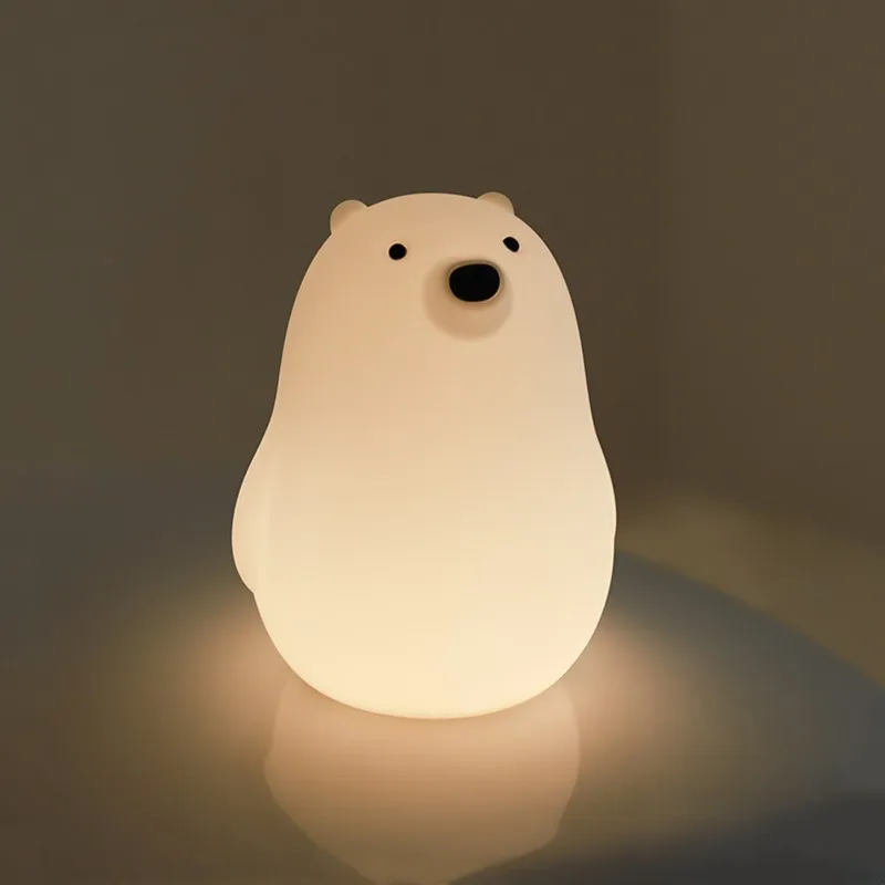 

Little White Bear Silicone Light USB Charging Bedside Timing Sleeping Light Kid Baby Children's Bedroom LED Pat Lamp Gift