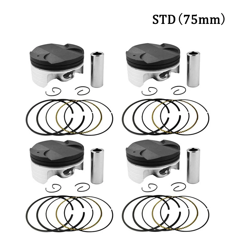 

AHL 4 комплекта поршней и колец для мотоцикла STD +25 +50 75 мм 75,25 мм 75,5 мм для HONDA CBR1000RR Fireblade 2004 2005 2006 2007