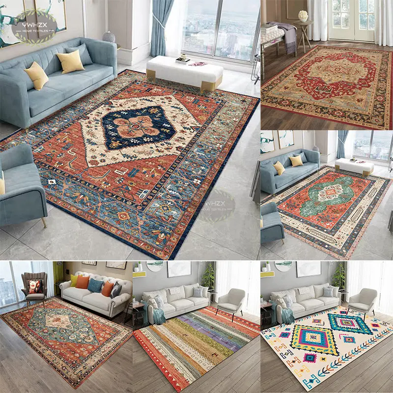 

Ethnic Style Carpet For Living Room Bedroom Decoration Rug Persian American Retro Sofas Coffee Tables Mats Cloakroom Lounge