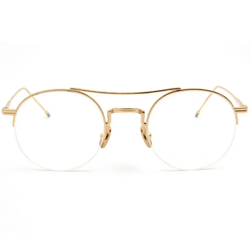 

Fashion Unisex Lightweight Small Round Metal Halfrim Frame for Glasses Star-Style Eyewear Semirim 49-23-150 for Prescription
