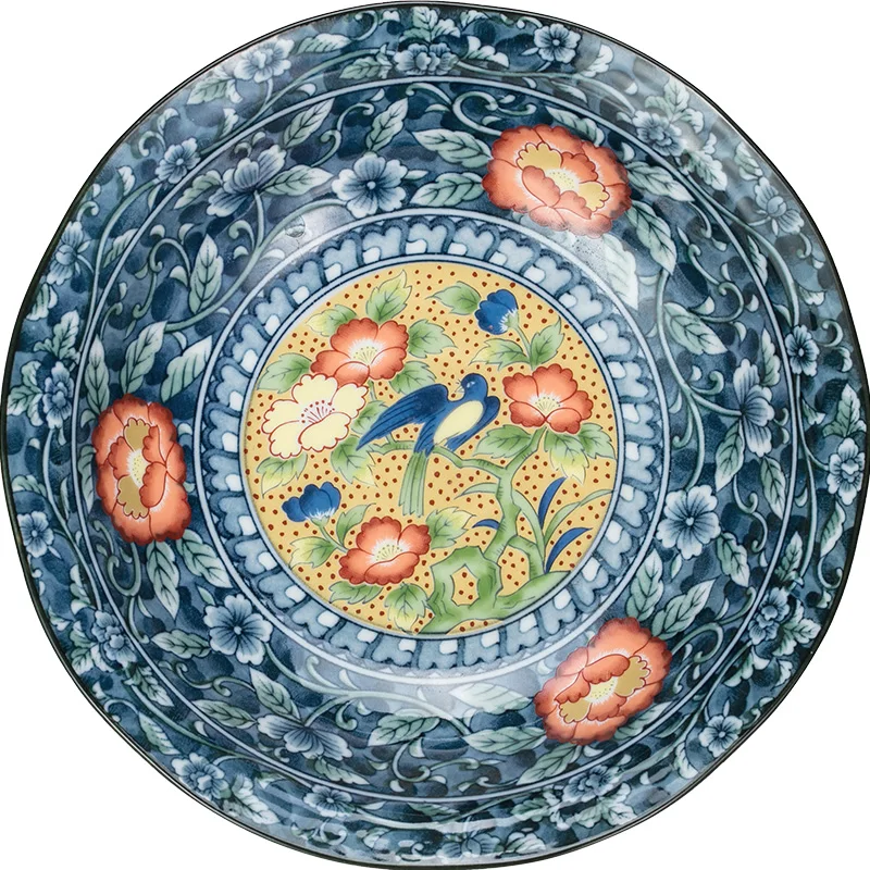 

Japanese Style Plate "Ancient Ivary " Spring Birds Pattern Underglaze Color Ceramic Tableware Plate