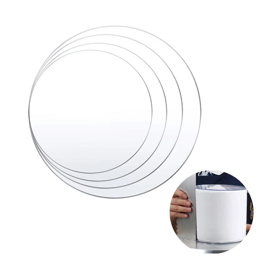 

4 Sizes Round Acrylic Cake Discs Topper Reusable Acrylic Cake Boards Disk Base for Cakes Trimming Decorating Supplies 10226