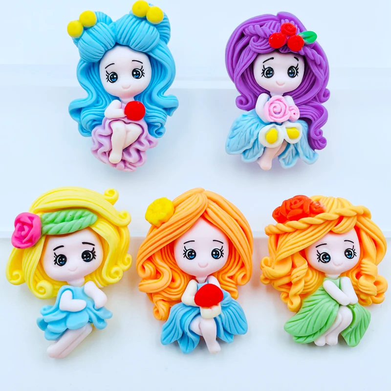 

5 шт. новые кавайные милые мультяшные принцессы серии с плоской задней частью, смоляные кабошоны для скрапбукинга, сделай сам, ювелирные изделия, украшения, аксессуары A55