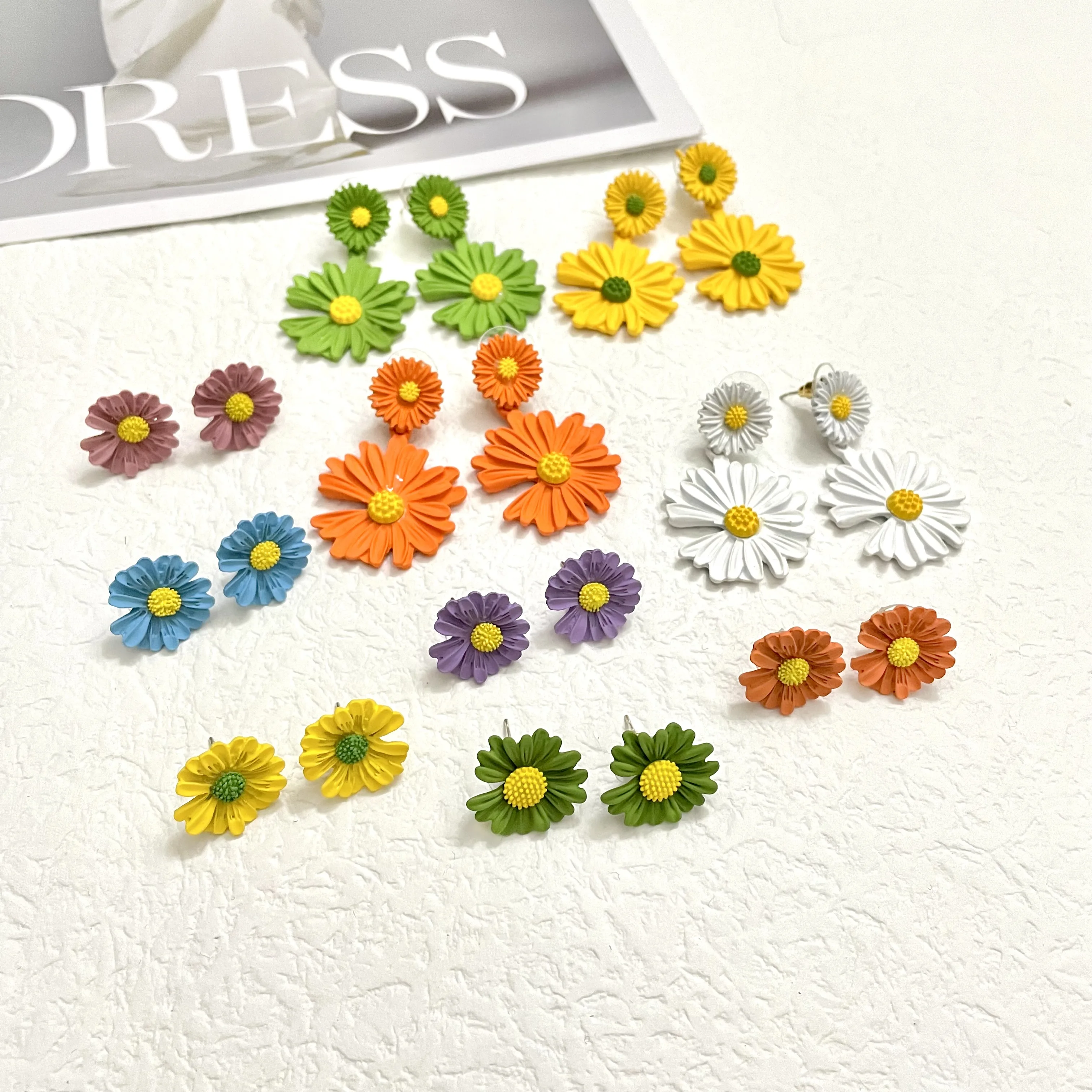 Женские серьги-кольца с цветами, золотистые и Серебристые серьги