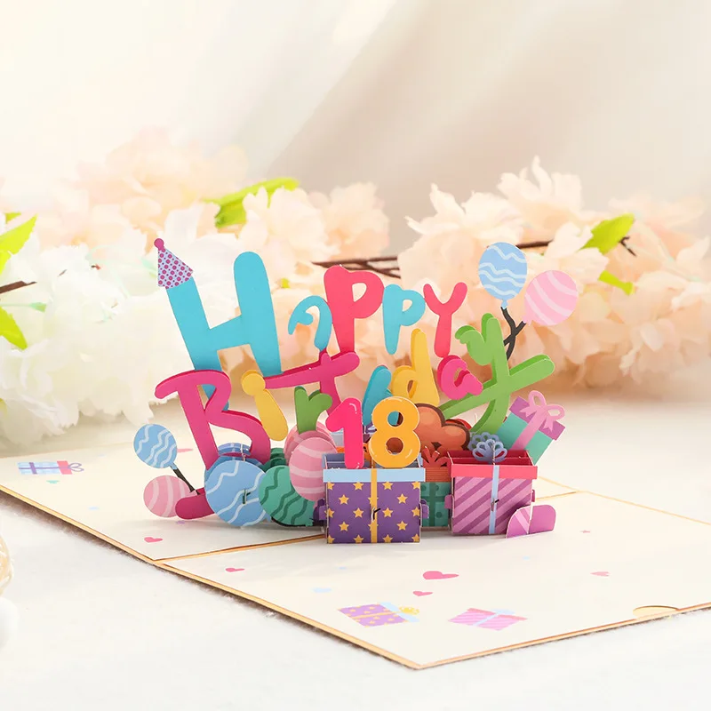 

1Pcs 3D Greeting Cards Happy Birthday Card for Girl Kids Christmas Wedding Birthday Cake Pop-Up Greeting Cards Postcards Gifts