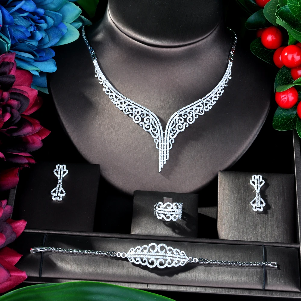 

Fashion Super Luxury Leaf Leaves Full Micro Cubic Zirconia Women Wedding Dress Choker Necklace Earring Jewelry Sets 2019 N-39