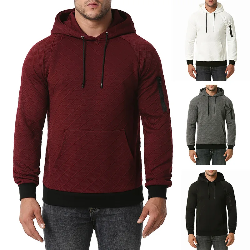 

Свитшот мужской однотонный с карманами, уличная одежда в стиле Харадзюку, свободная кофта с длинным рукавом и капюшоном, весна-осень