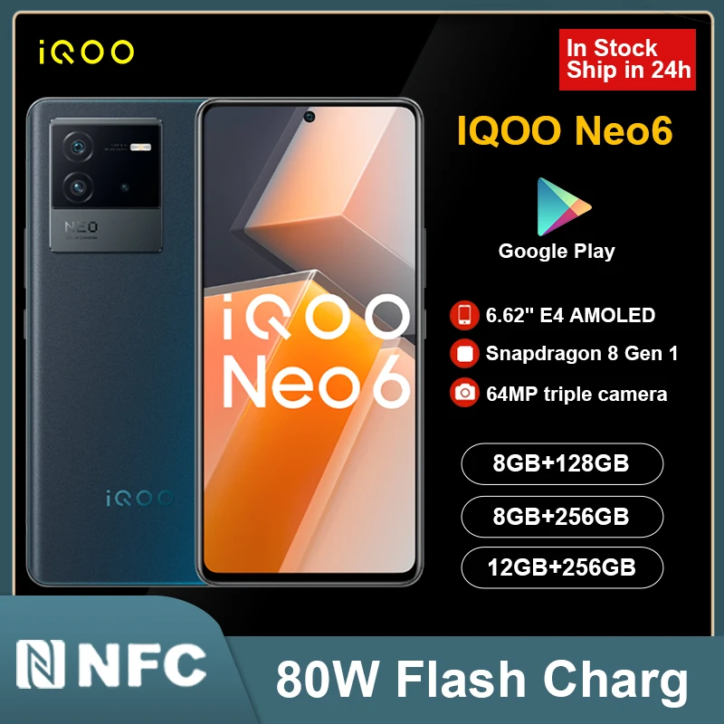 vivo iQOO NEO6 Neo 6 Mobile Phone Snapdragon 8 Gen 1 4700mAh large battery Smartphone 120Hz racing 64MP Dual Cell 80W Cellphone