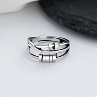 anxiety ring adjustable opening women men fidget ring with bead worry stress relief jewelry for female stacking finger rings