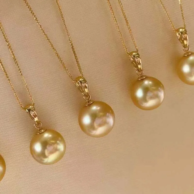 Настоящая свободная золотая цепочка 11-12 мм круглая подвеска с морским золотым