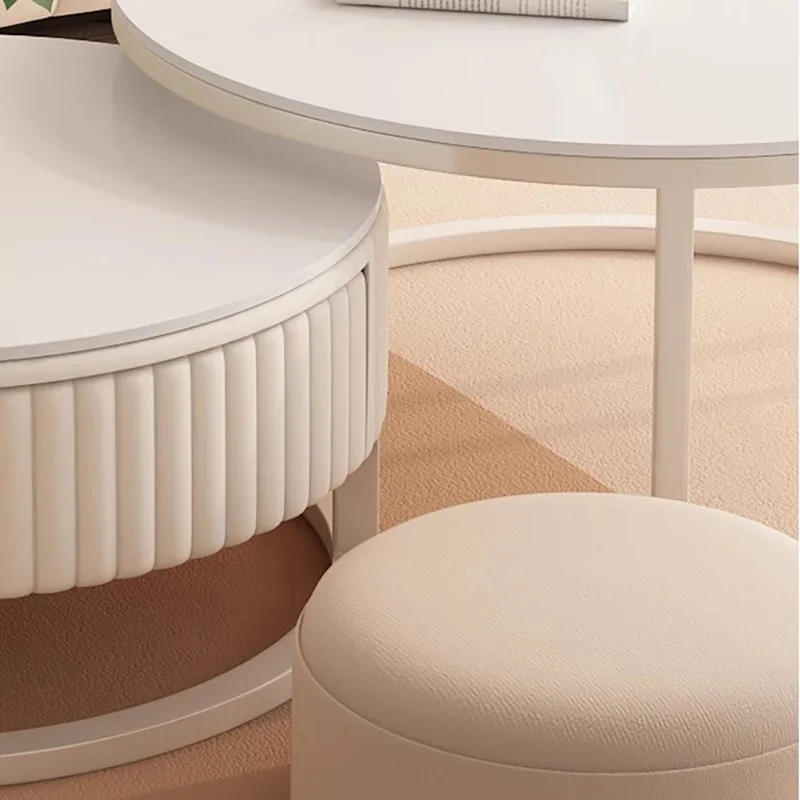 Дизайнерские журнальные столики для хранения белые круглые зеркальные гостиной