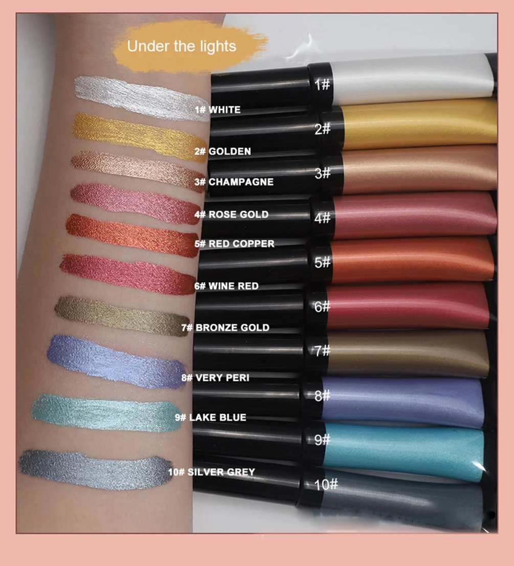 

10-color Private Label Liquid Eyeshadow Highlighter Custom Bulk Pearlescent Brightening Pigment Eye Shadow Highlight Makeup Bulk