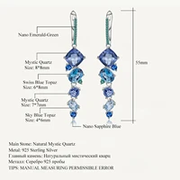 gems ballet 925 sterling silver handmade modern earrings natural mystic quartz topaz drop earrings for women wedding jewelry