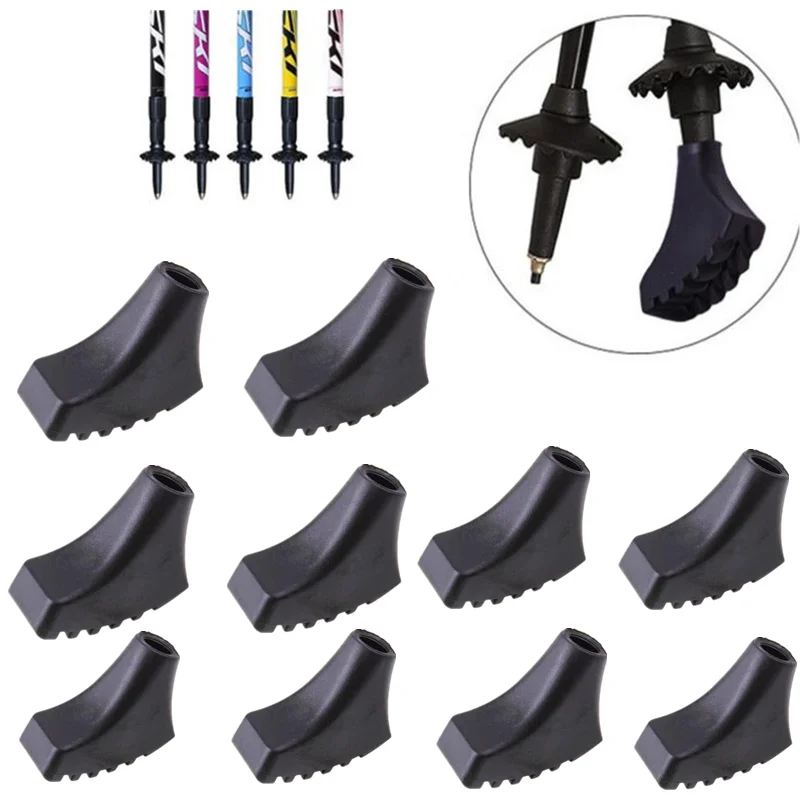 

10 pieces/5 pair Nordic Walking Pole Trekking Pole Tip Protectors Rubber Pads Buffer Replacement Tips End for Hiking Stick