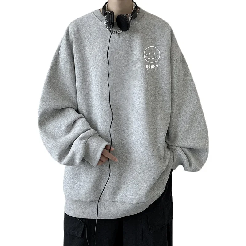 Толстовка мужская оверсайз с капюшоном модная повседневная кофта принтом белого