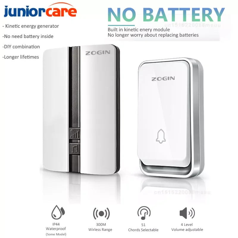 

Smart Door Bell Sets Wireless Doorbell Waterproof Self-powered Button Home Outdoor House Chimes Receiver Free Battery Doorbell