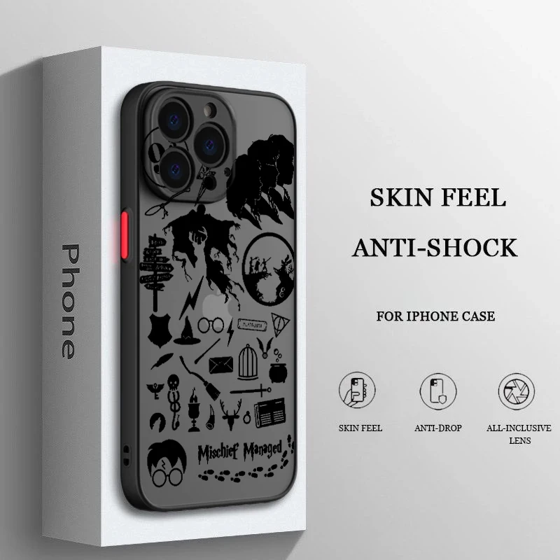 

Potters Harries Black Logo Phone Case For iPhone 13 12 11 XS XR X Pro MAX Plus Samsung S20 S21 S22 Frosted Translucent matte