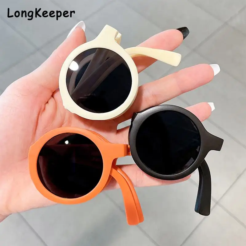 

2023 Folding Sunglasses for Kids Children's Sunglasses Case for Glasses Vintage Foldable Eyewear Sunscreen Spectacles Portable