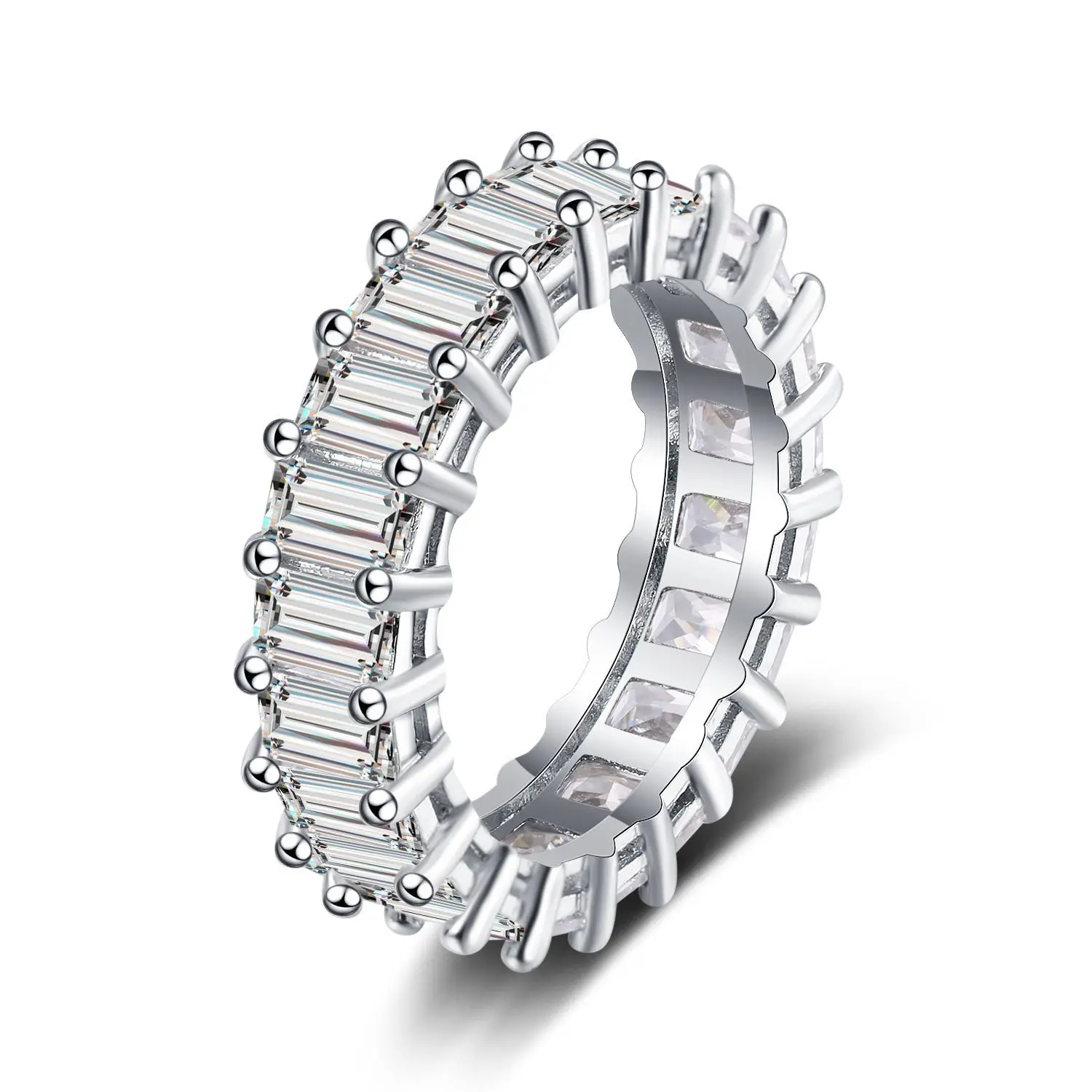 

Full diamond rectangle zircon ring
