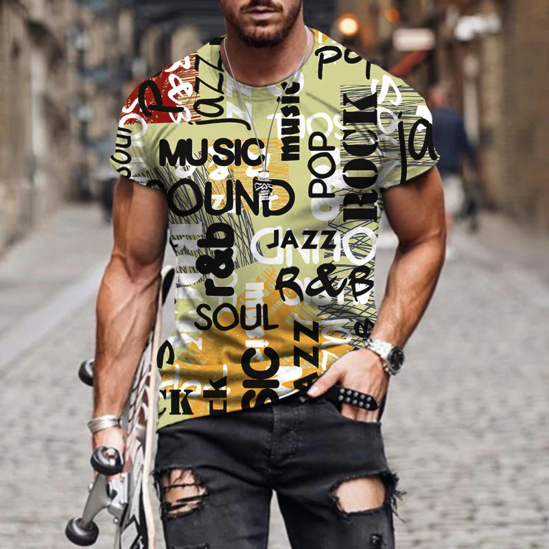 

European And American ins Latest Fashion All-match Oversized T-shirt Oneck Printing Fashion Casual Men's Short Sleeves