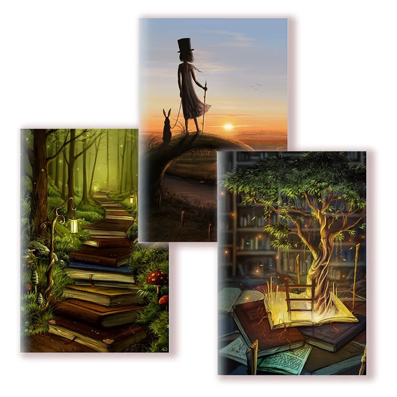 

A5 Notebook Note Book - The Readers Path - Art Print Cover Poster Diary Journal Blank Ruled Line Page For Student Writing