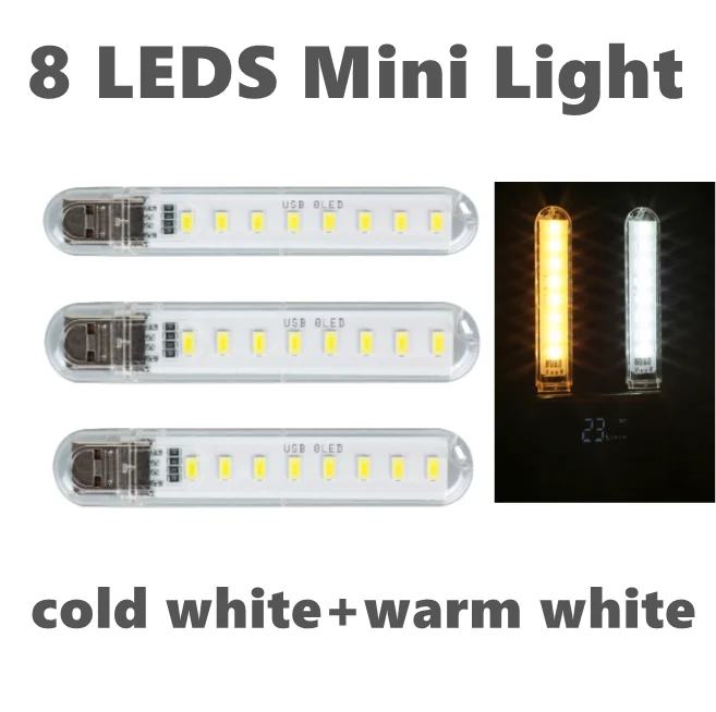

5/3/2 Pcs USB Light Book Light Mini Portable 8/3 LED DC5V Night Light Computer PC Laptop Mobile Power Camping Light