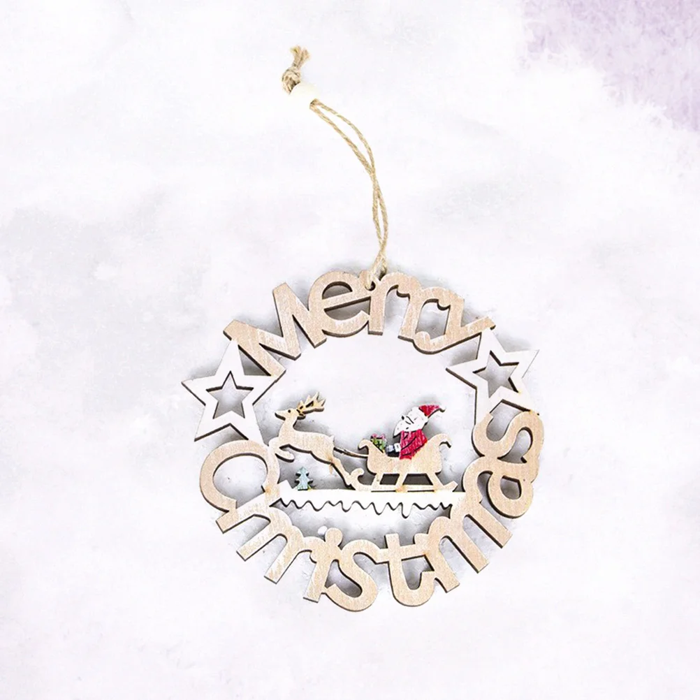 

1PC Pendant Christmas Deer Santa Claus Pattern Wooden Decorative Hollowed-out Pendant Listing for Home Christmas Party