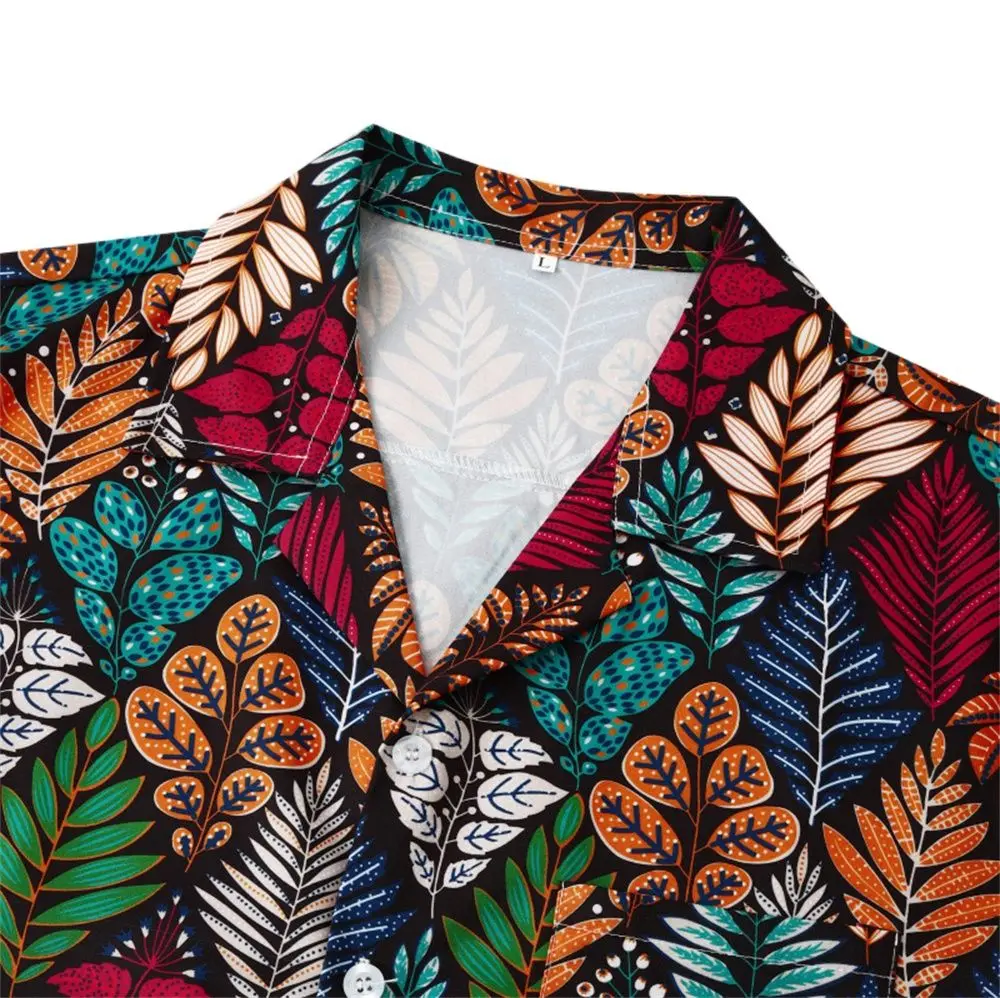 10 Colors Hawaiian Shirts for Men's Summer Short Sleeve Male Top Print Blouses Fashion Beach Men Clothing Streetwear M-3XL