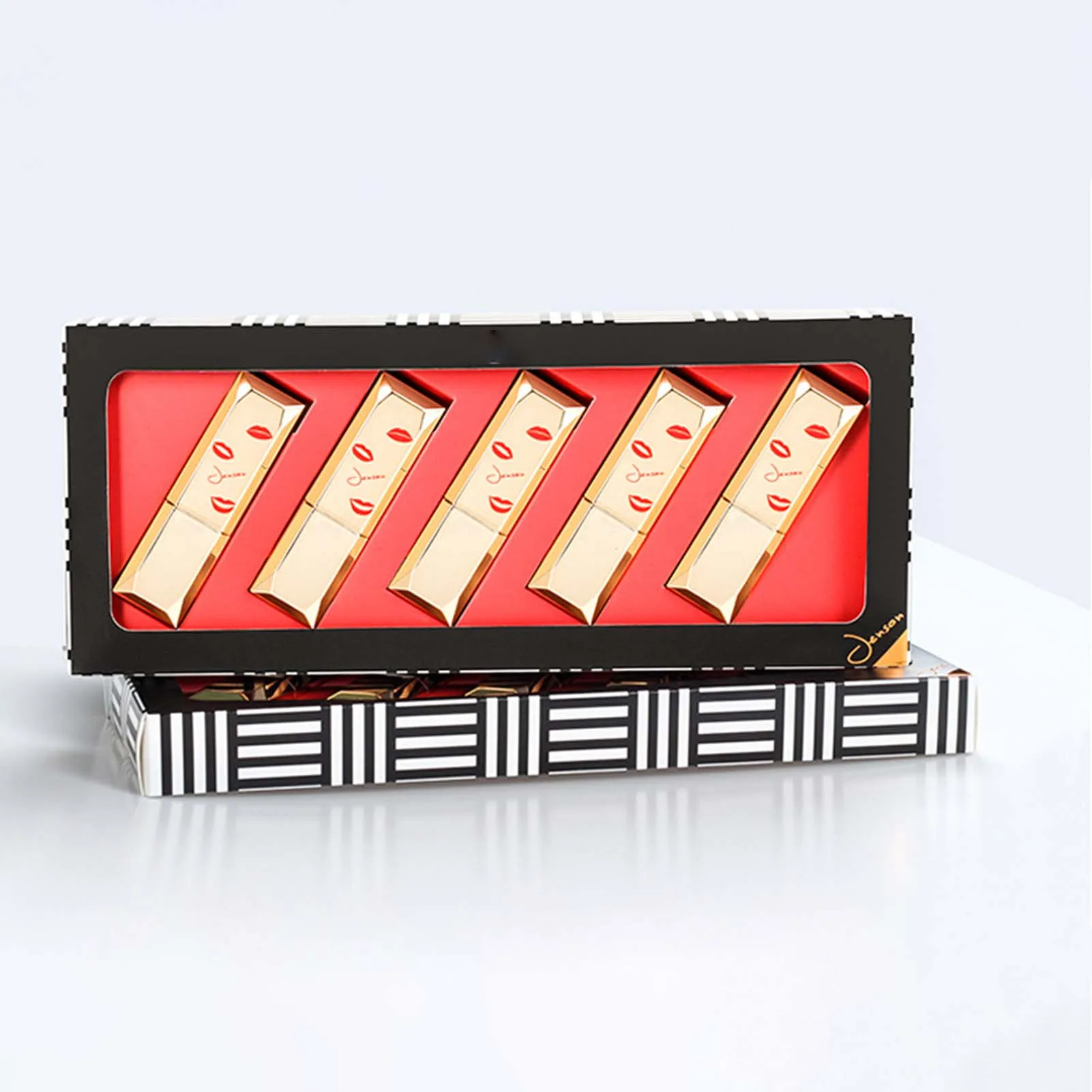 

Набор губной помады золотистого цвета в форме квадрата, 5 шт., долговечная водостойкая палочка для губ для путешествий на открытом воздухе