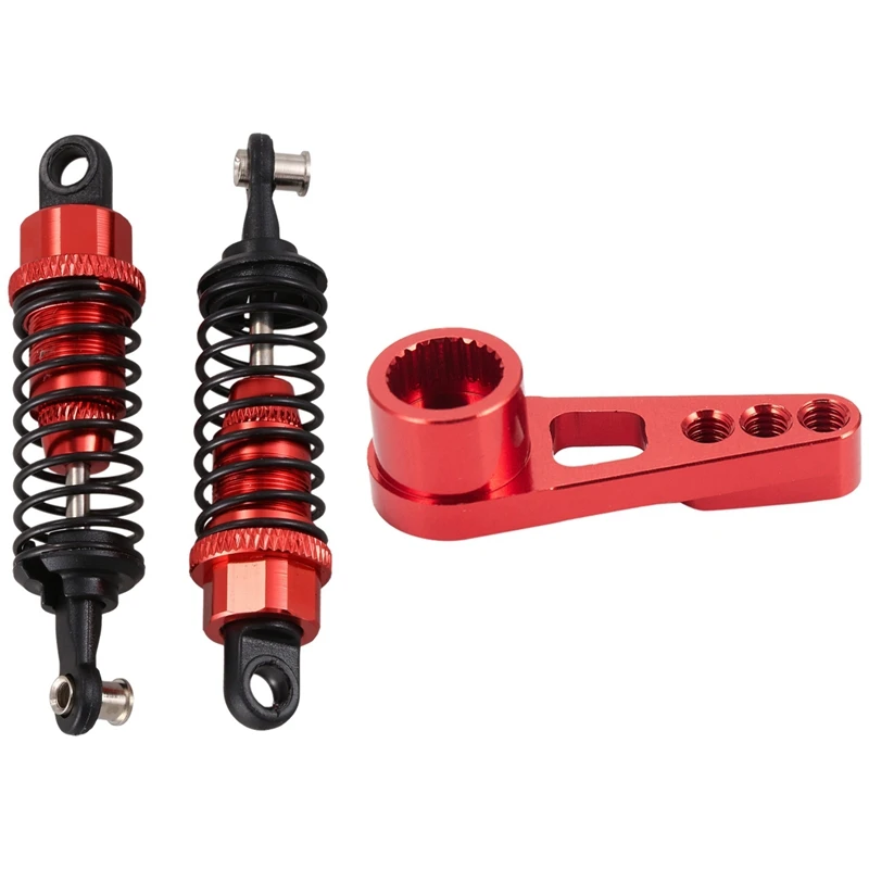 

NEW-1 Pair Aluminum Shock Absorber Upgrade Parts & 1 Pcs 25T Servo Arm Horn For Wltoys Rc Car Parts,Red
