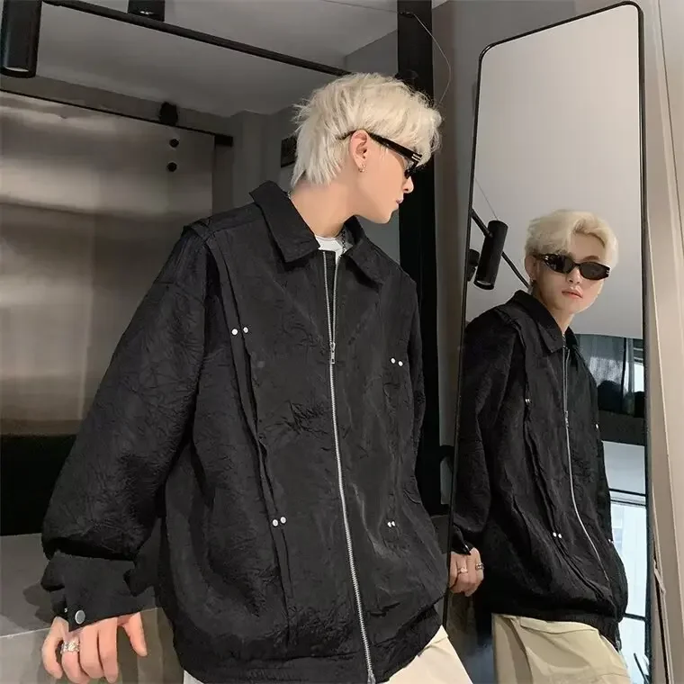 Модная брендовая мужская куртка на молнии верхняя одежда укороченные лацканы с